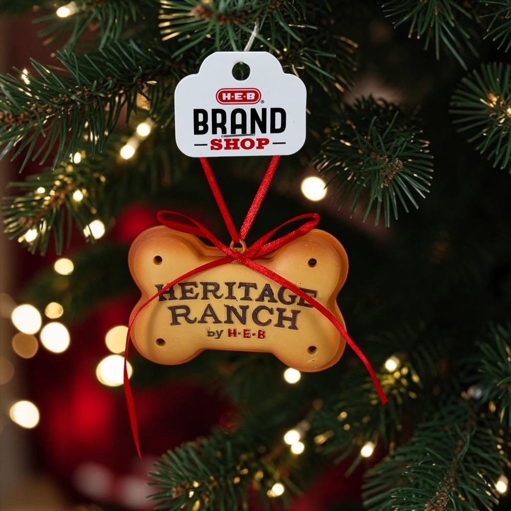 HEB Brand Shop Heritage Ranch Dog Treat Christmas Ornament Bone Shape New